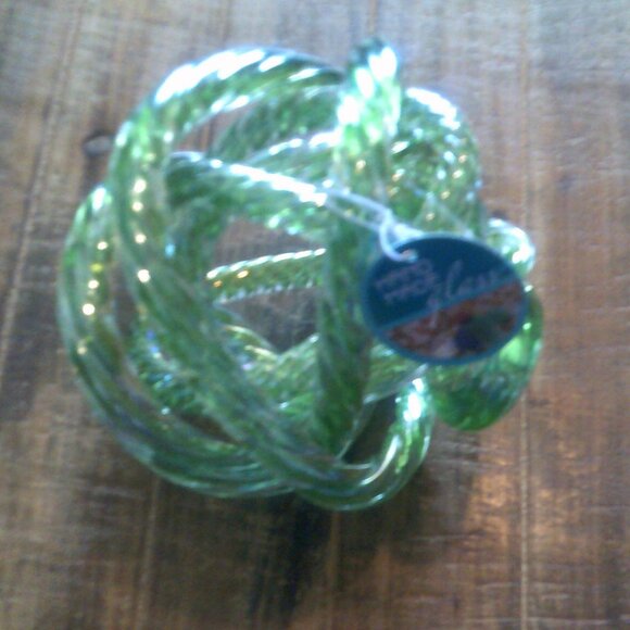 HAND MADE GLASS KNOT Murano Style Abstract Twisted Rope Infinity Sculpture - Picture 1 of 6
